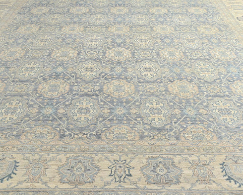 12x15 Zeigler Gray Afghan Hand Knotted Wool Area Rug